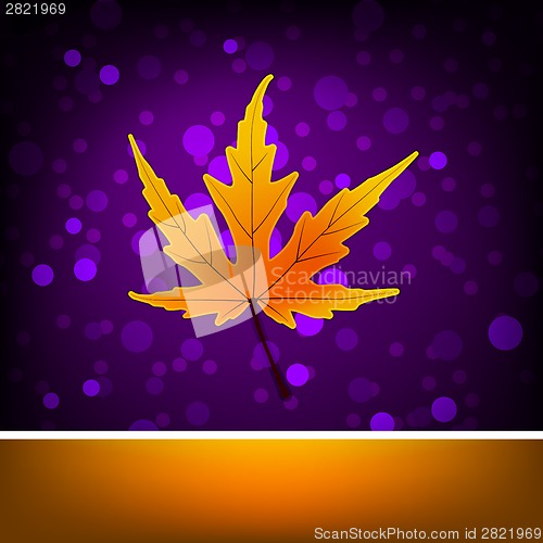 Image of Card with autumn maple leaf template. EPS 8