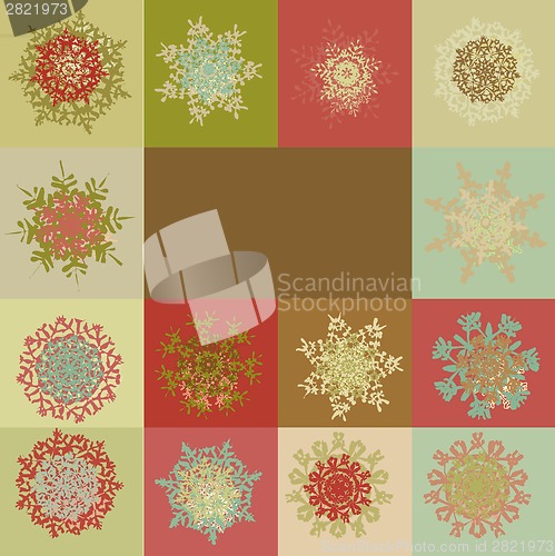 Image of Retro snowflakes background template. EPS 8