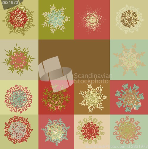 Image of Retro snowflakes background template. EPS 8