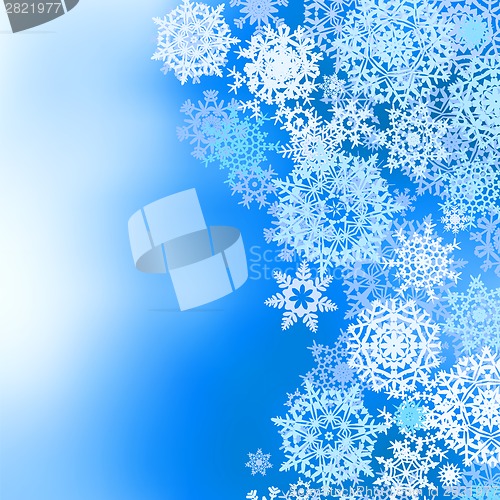 Image of Winter frozen background with snowflakes. EPS 8