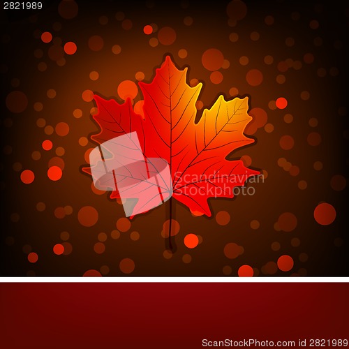Image of Card with autumn maple leaf template. EPS 8