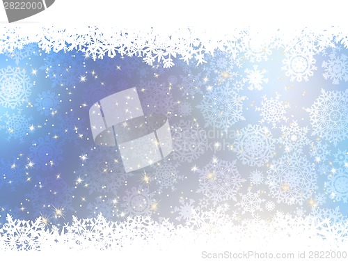 Image of Christmas blue background with snow flakes. EPS 8