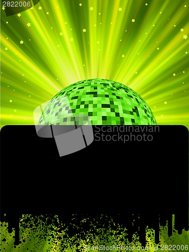 Image of Disco ball poster with burst rays. EPS8