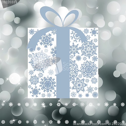 Image of Christmas gift box with copy space card. EPS 8