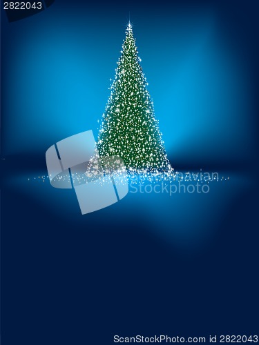 Image of Abstract green christmas tree on blue. EPS 8