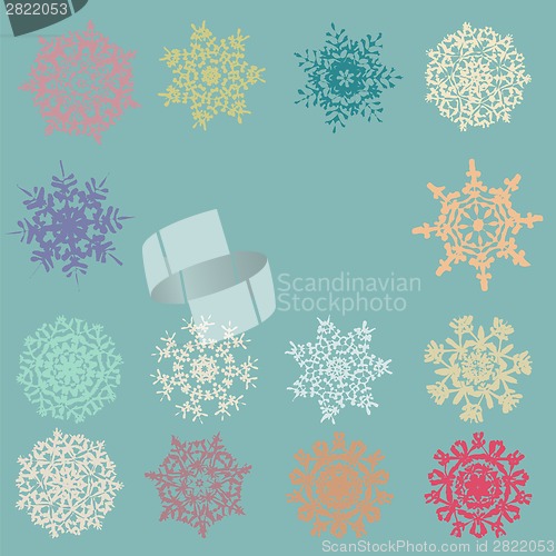 Image of Cute Retro Snowflakes. EPS 8