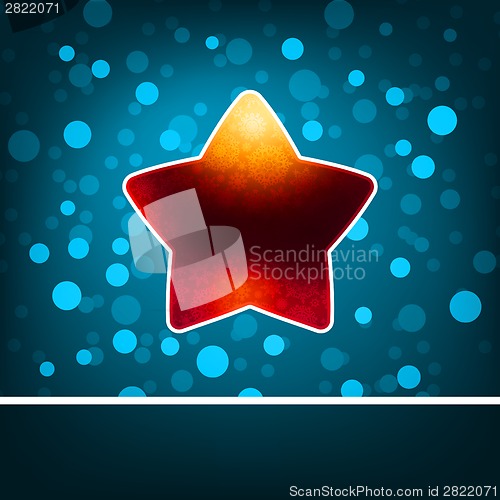 Image of Red star on blue abstract Happy New Year. EPS 8