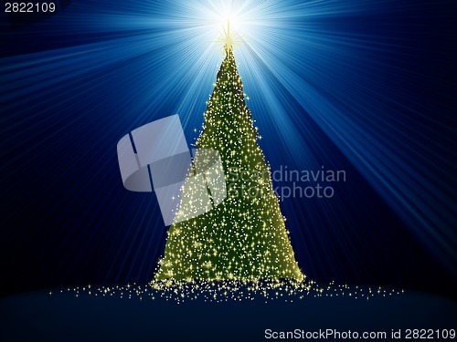 Image of Abstract green christmas tree on blue. EPS 8