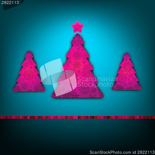 Image of Christmas trees card template. EPS 8