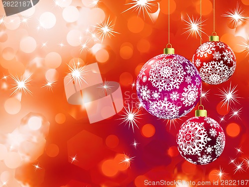 Image of Orange bokeh of christmas lights with ball. EPS 8