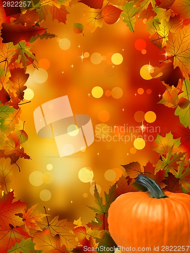 Image of Autumn Pumpkins and leaves. EPS 8