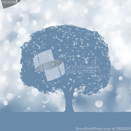 Image of Tree silhouette blue and white landscape. EPS 8