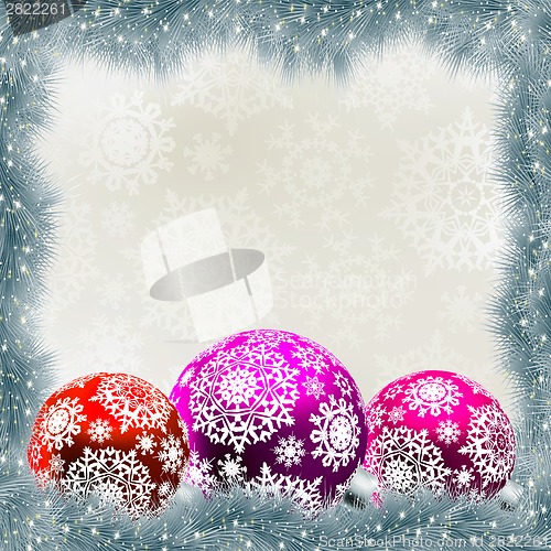 Image of Christmas card with balls. EPS 8