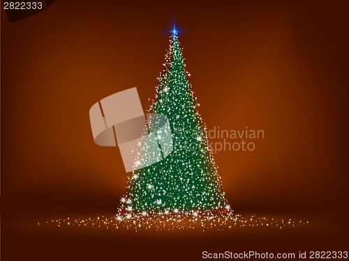 Image of Abstract green christmas tree on brown. EPS 8