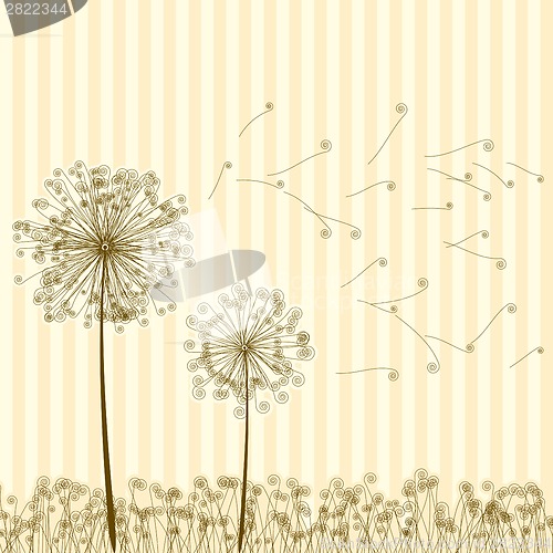 Image of Vintage two dandelions in wind. EPS8