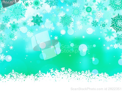 Image of Elegant christmas green with snowflakes. EPS 8