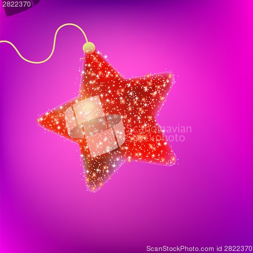 Image of Postcard with a twinkling red star. EPS 8