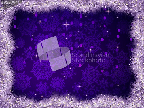 Image of Christmas fir tree with blue bokeh. EPS 8