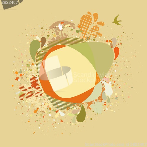 Image of Decorative card with autumn tree and birds. EPS 8