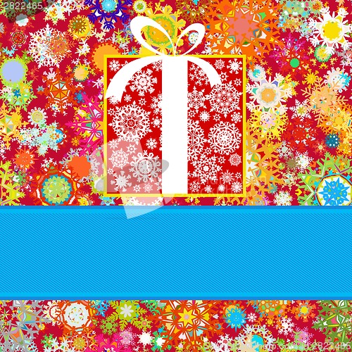 Image of Colorful snowflakes pattern gift card. EPS 8