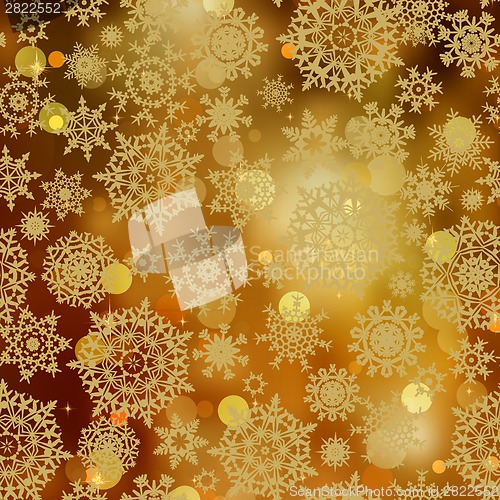 Image of Light gold snowflakes and glitter sparkles. EPS 8