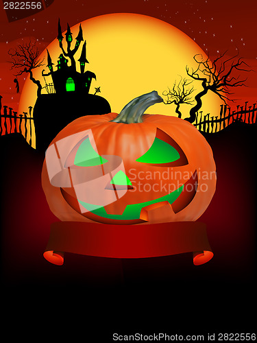 Image of Pumpkin Halloween Card with hanged man. EPS 8