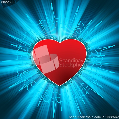 Image of Glowing Heart with heartbeat. EPS 8