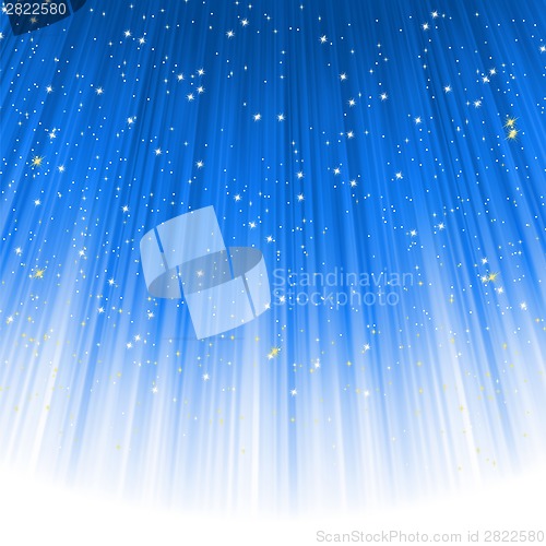 Image of Stars descending on a path of blue light. EPS 8