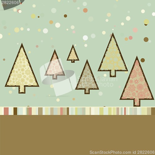 Image of Retro Christmas card with cute trees. EPS 8