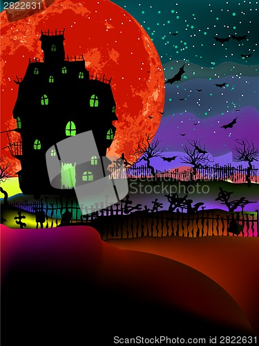 Image of Grungy Halloween with haunted house. EPS 8