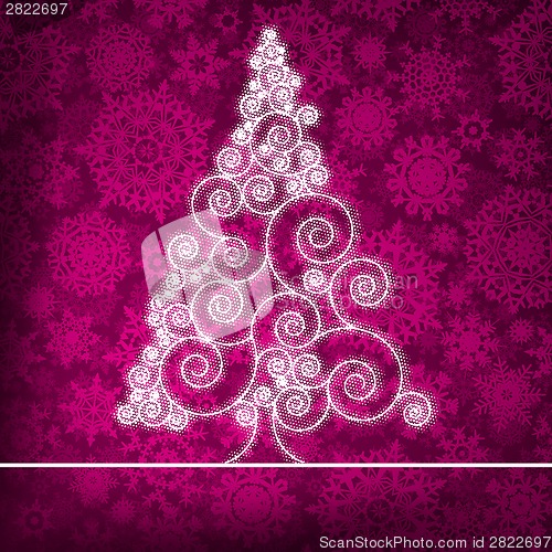 Image of Christmas card with stylized pink glowing. EPS 8