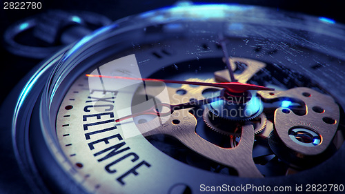 Image of Excellence on Pocket Watch Face. Time Concept.