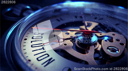 Image of Solution on Pocket Watch Face. Time Concept.