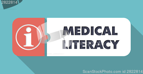 Image of Medical Literacy on Blue in Flat Design.