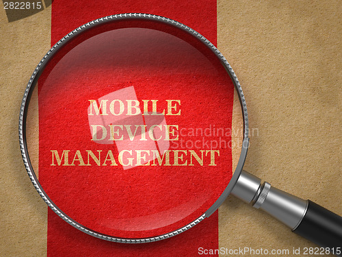 Image of Mobile Device Management. Magnifying Glass.