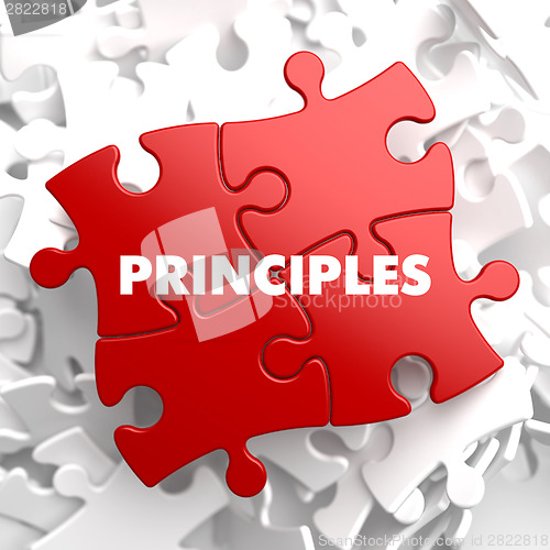 Image of Principles - Concept on Red Puzzle.