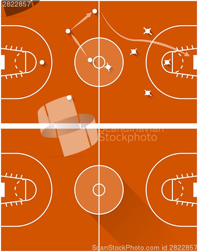 Image of Vector illustration of strategy of a basketball game