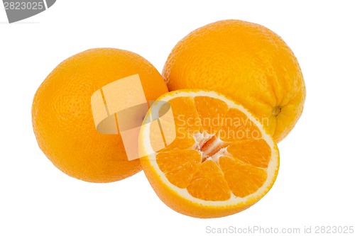 Image of Orange fruit slice on white background