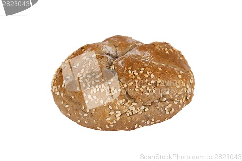 Image of Fresh wholemeal roll bread isolated on white background