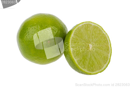 Image of Fresh lime and slice, Isolated on white background 