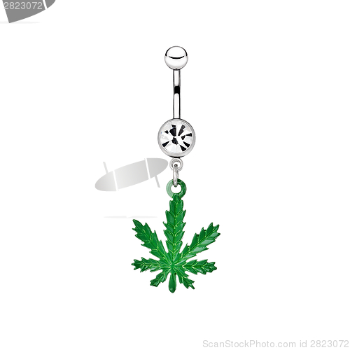 Image of Silver piercing in the shape of marijuana