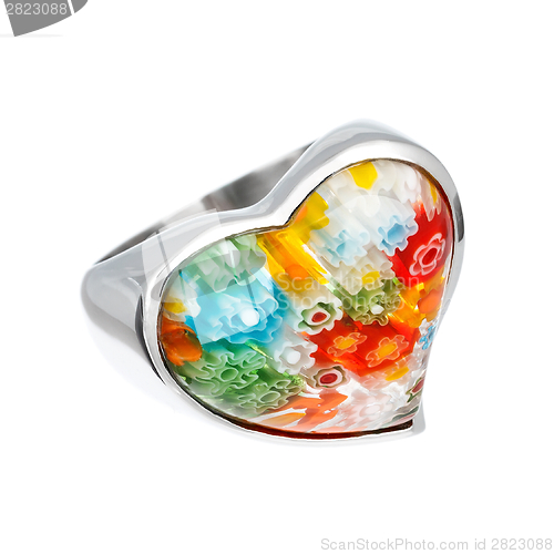 Image of Silver ring in the shape of heart