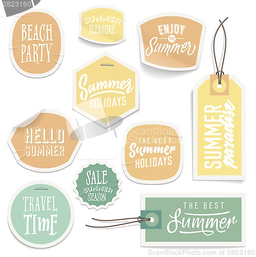 Image of Summer holiday vacation stickers and labels