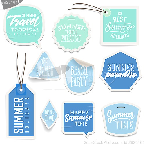 Image of Summer holiday vacation stickers and labels