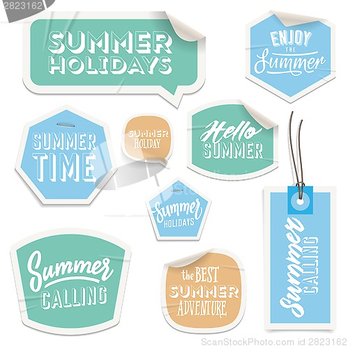 Image of Summer holiday vacation stickers and labels