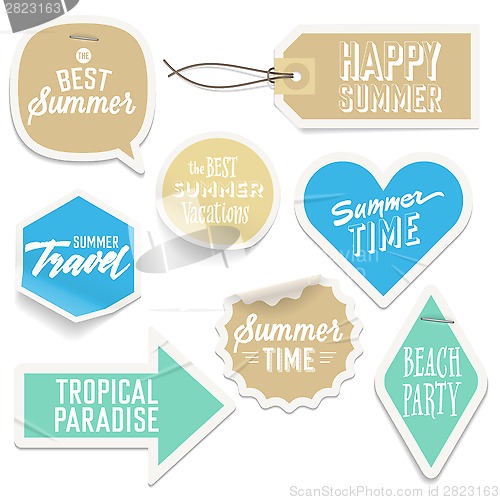 Image of Summer holiday vacation stickers and labels