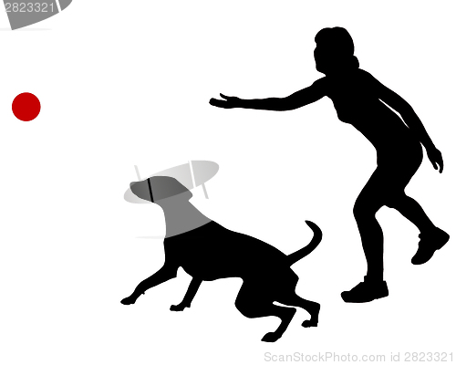 Image of Dog training with ball