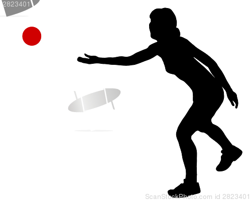 Image of Woman pitches ball