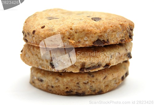 Image of Chocolate wholemeal cookies on white