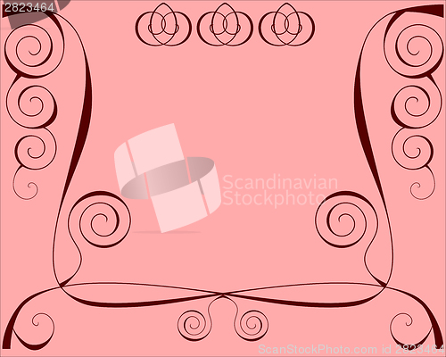 Image of Design background with lines and spirals on pink